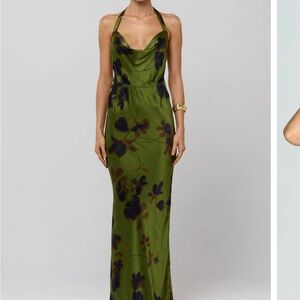 RESA Olive and Navy Floral Maxi Dress
